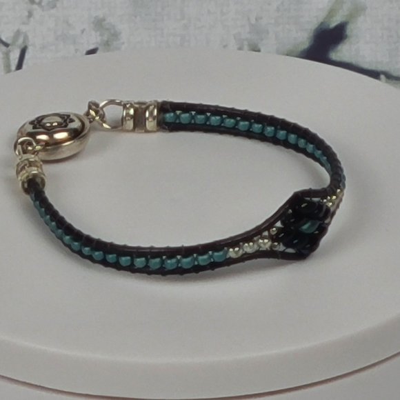 Leather & Bead Skinny Skinny Mini Bracelet - Picture 2 of 4